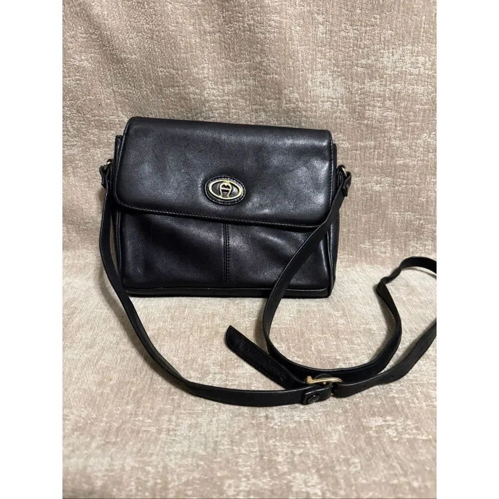 Etienne Aigner Women's Genuine Leather Flap Crossbody Bag Black Small
